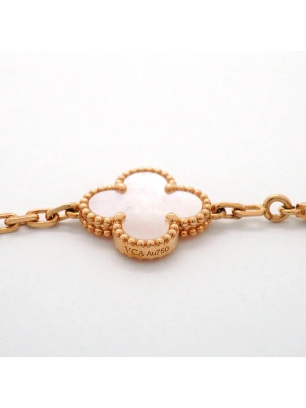 Van Cleef & Arpels Bracelet Vintage Alhambra 5 Motif 18k Yellow Gold Mother of